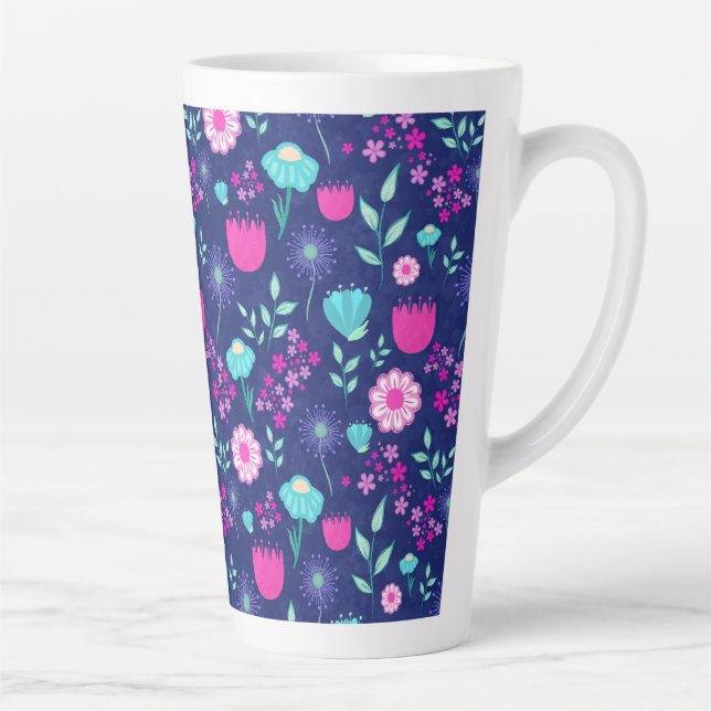 Cute floral pattern background latte mug (Right)