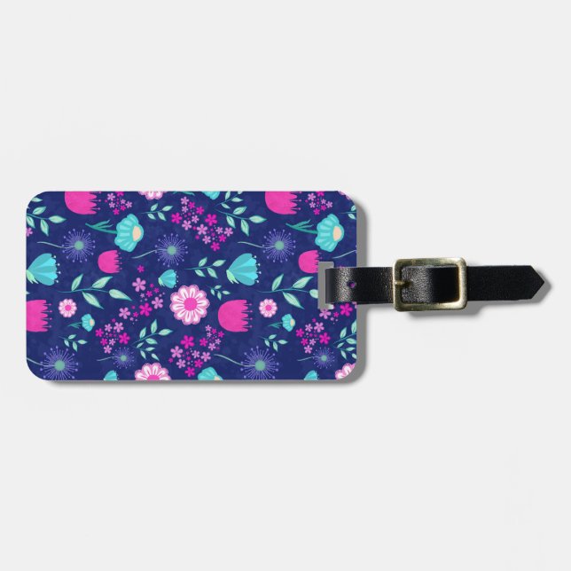 Cute floral pattern background luggage tag (Front Horizontal)