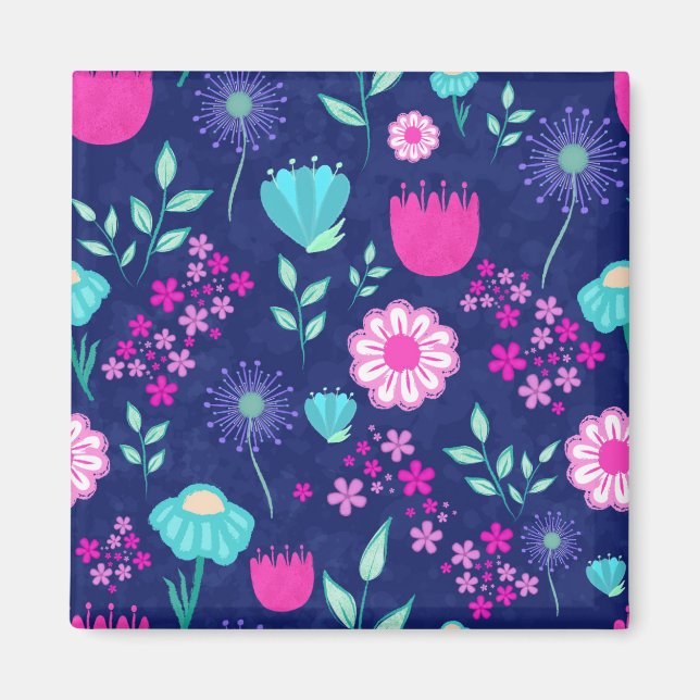 Cute floral pattern background magnet (Front)