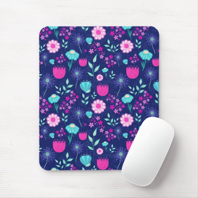 Cute floral pattern background mouse mat (With Mouse)