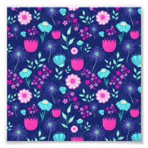 Cute floral pattern background photo print