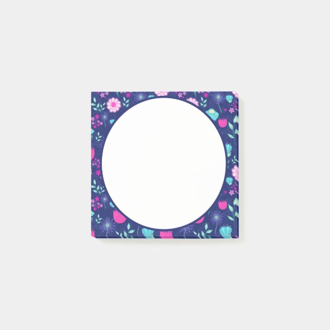 Cute floral pattern background post-it notes (Front)