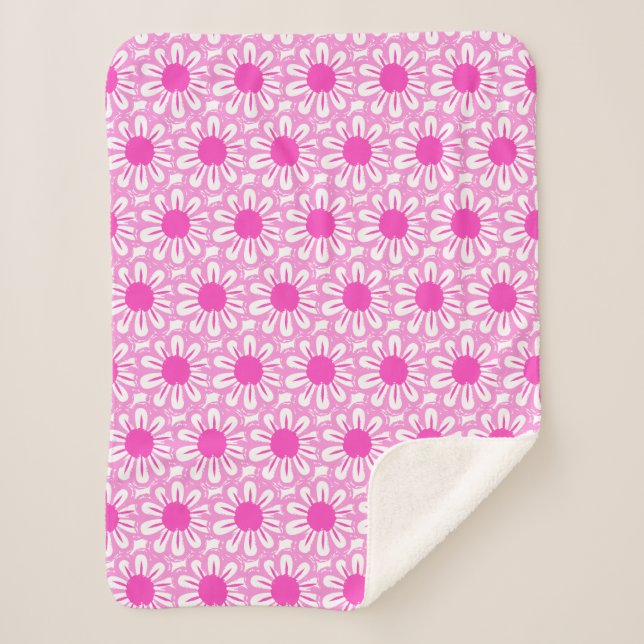Cute floral pattern background sherpa blanket (Front)