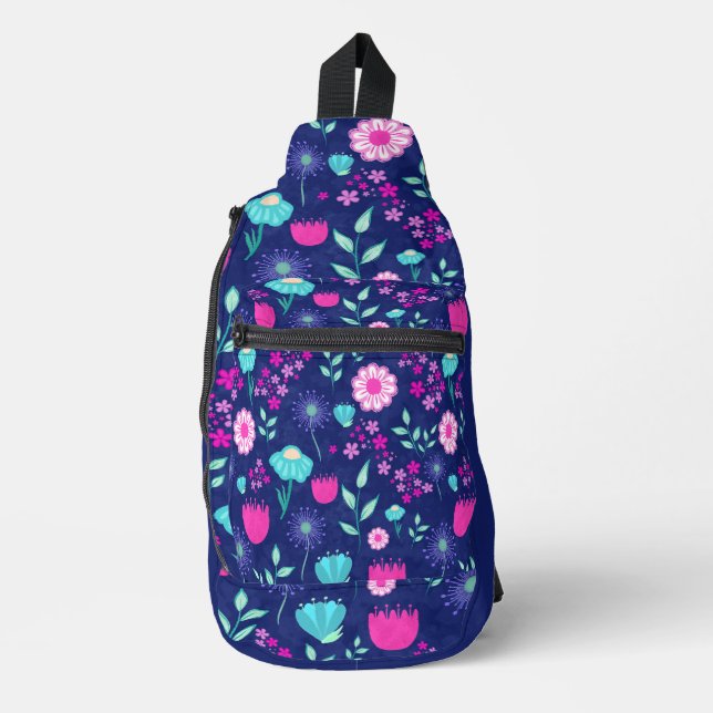 Cute floral pattern background sling bag (Front)
