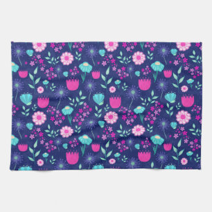 Cute floral pattern background tea towel