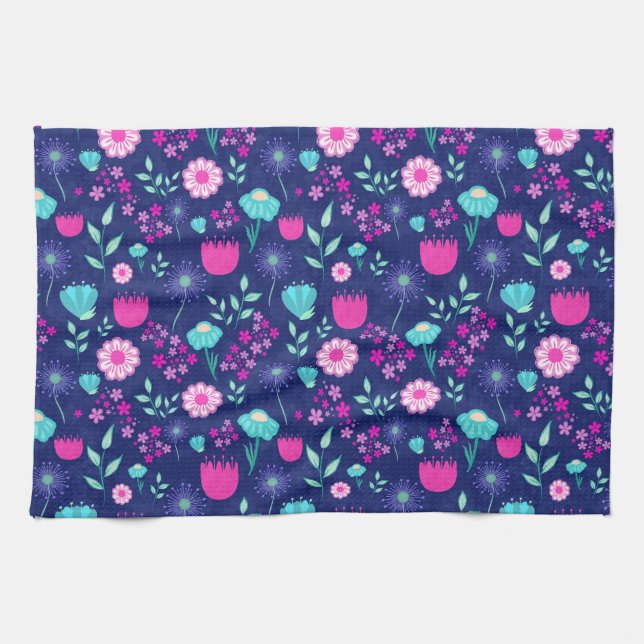 Cute floral pattern background tea towel (Horizontal)