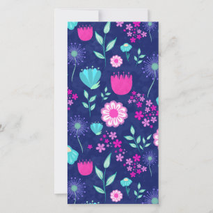 Cute floral pattern background thank you card