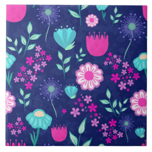 Cute floral pattern background tile