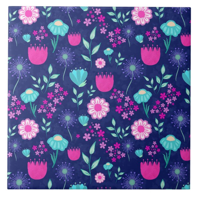 Cute floral pattern background tile (Front)