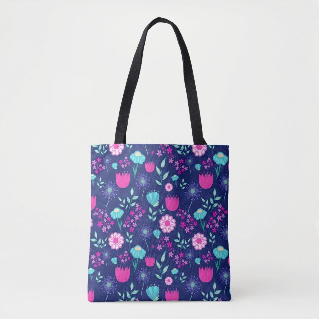Cute floral pattern background tote bag (Front)