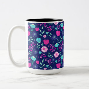 Cute floral pattern background Two-Tone coffee mug