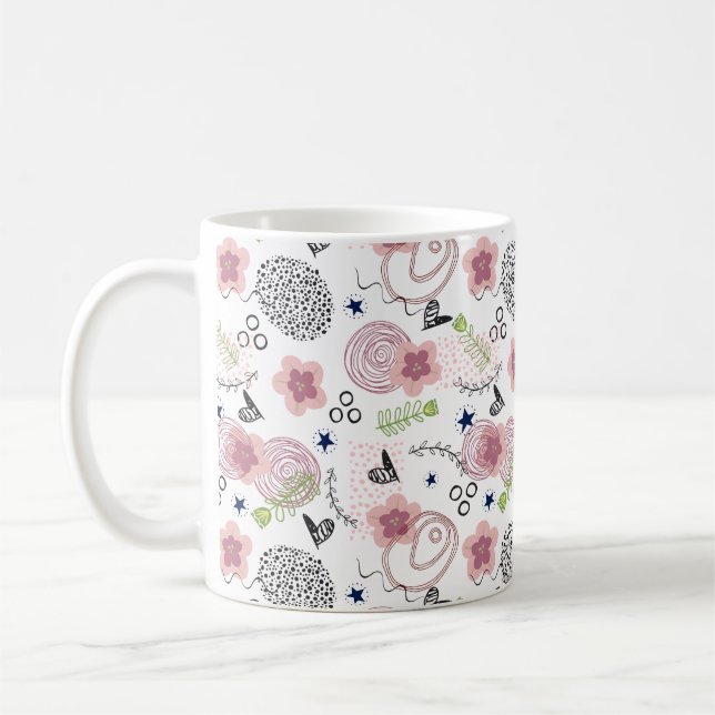 Cute Floral Pattern Coffee Mug (Left)
