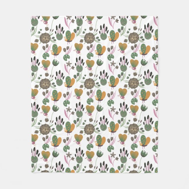 Cute Floral Pattern Fleece Blanket (Front)