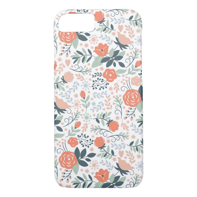 Cute Floral Pattern Girly iPhone 7 Case (Back)