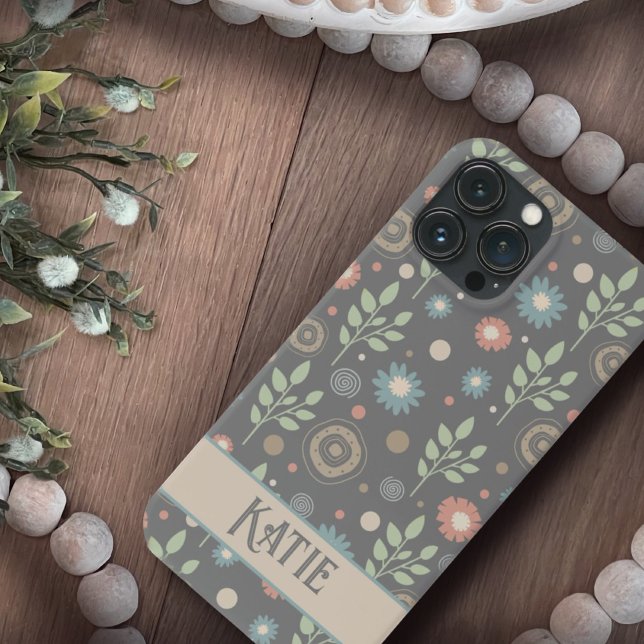 Cute Floral Pattern Personalised Name Fun Case-Mate iPhone Case (Creator Uploaded)