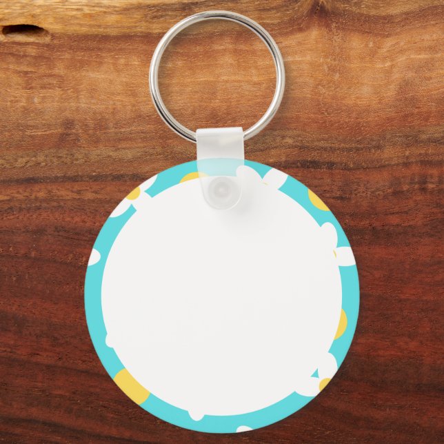 Cute Floral Pattern Personalised Pet Photo Key Ring (Front)