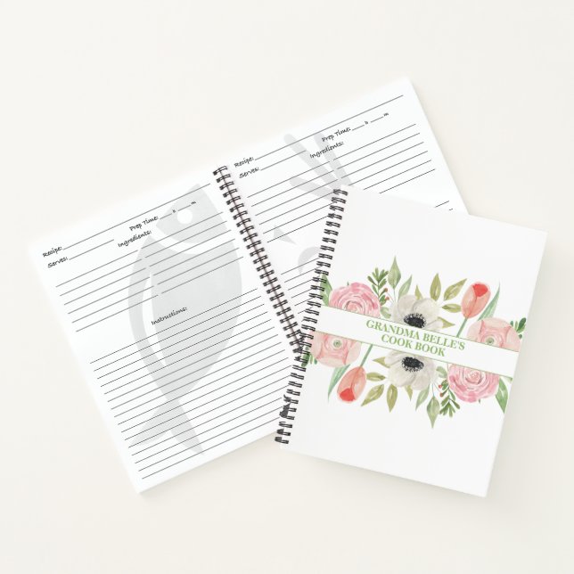 Cute Floral Pattern Personalised Recipe Notebook (Inside)