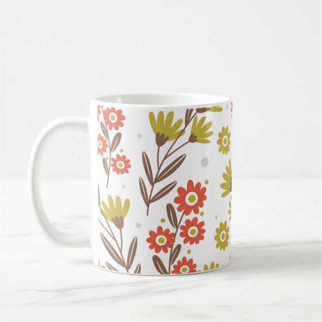 Cute floral pattern, seamless background. coffee mug (Left)