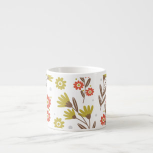 Cute floral pattern, seamless background. espresso cup