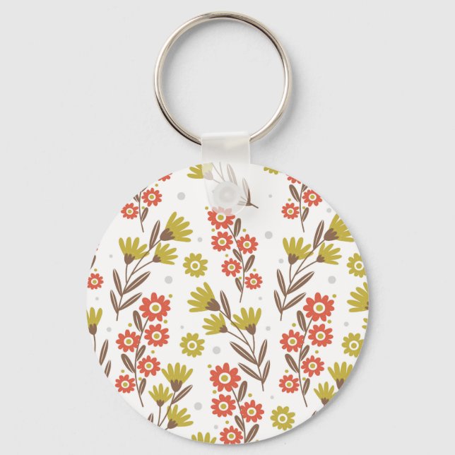 Cute floral pattern, seamless background. key ring (Front)