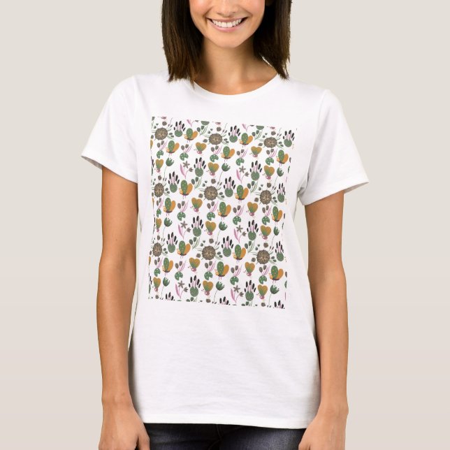 Cute Floral Pattern T-Shirt (Front)