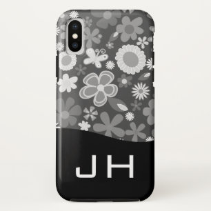 Cute Floral Pattern two letter monogram iPhone XS Case