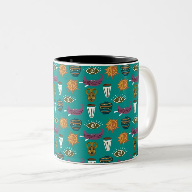 Cute Floral Pattern Two-Tone Coffee Mug (Front Right)
