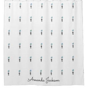 Cute Floral Pattern white Shower Curtain