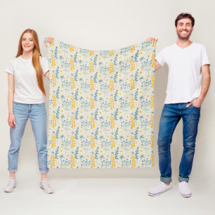 Cute floral pattern with butterflies fleece blanket