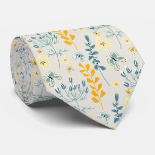 Cute floral pattern with butterflies tie