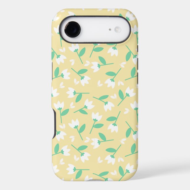 Cute Floral Pattern with White Flowers on Yellow (Back)