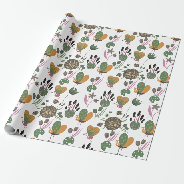 Cute Floral Pattern Wrapping Paper (Unrolled)