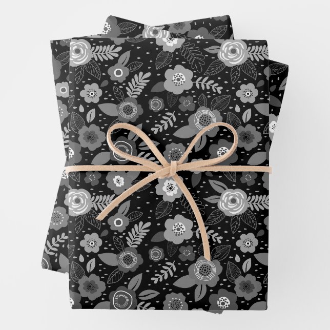 cute floral pattern wrapping paper sheet (In situ)