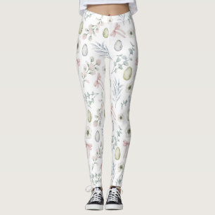 Cute Floral Patterned Easter  Leggings