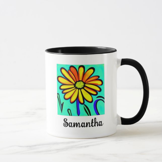Cute Floral Personalised Name Flower Aesthetic Mug (Right)