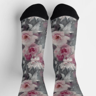 cute floral pink girly socks