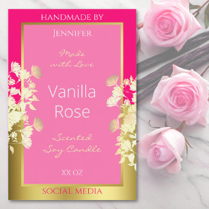 Cute Floral Product Packaging Labels Pink and Gold