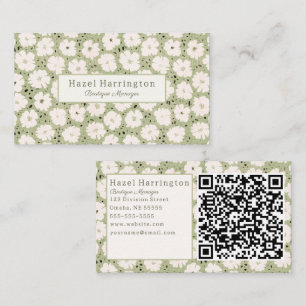 Cute Floral QR Code Business Cards Whimsy