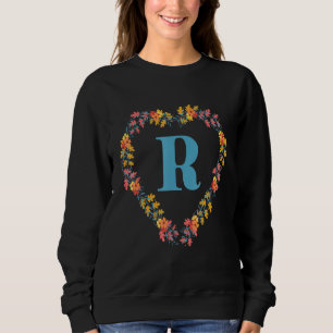 Cute Floral R Alphabet Initial Monogram For Girls Sweatshirt