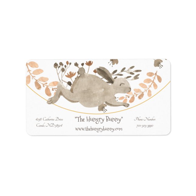 Cute Floral & Rabbit  Label (Front)