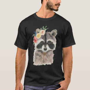 Cute Floral Raccoon Animal Cute for Kids Women T-Shirt