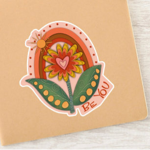 Cute Floral Rainbow Heart Be You Inspirational