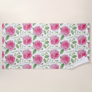 Cute, floral/rose repeating pattern beach towel