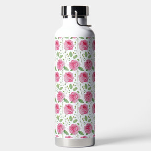 Cute, floral/rose repeating pattern water bottle