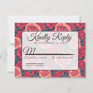 Cute Floral Rose Wedding Rsvp Card