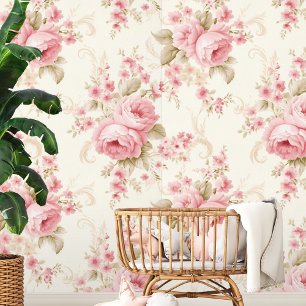 Cute Floral Roses Pattern Wallpaper