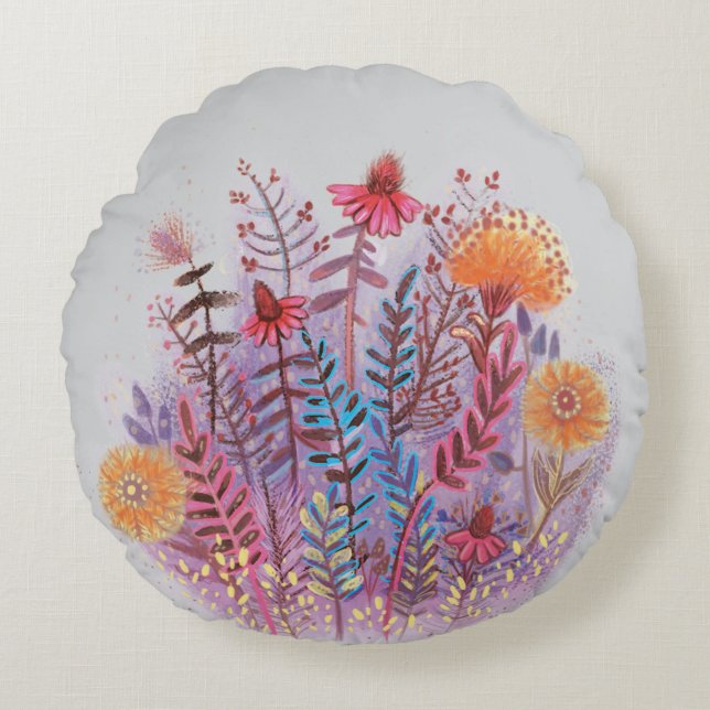 cute floral Round Pillow (Front)