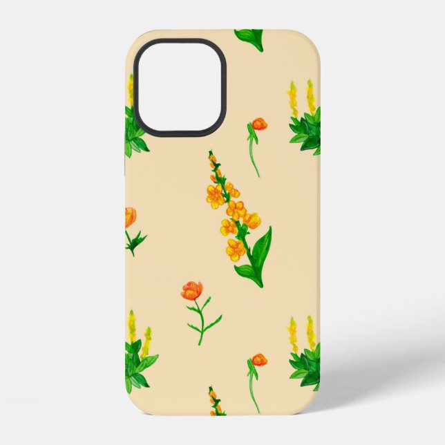 Cute floral seamless pattern with hand-drawn illus iPhone case (Back)
