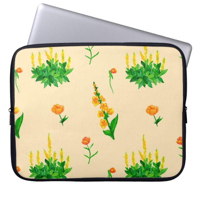 Cute floral seamless pattern with hand-drawn illus laptop sleeve (Front)