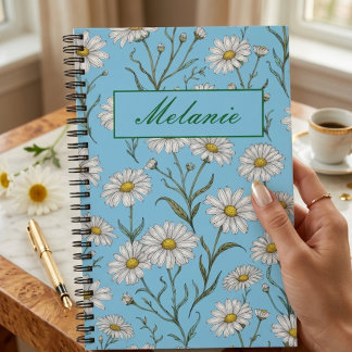 Cute Floral Spring Daisy Personalized Notebook